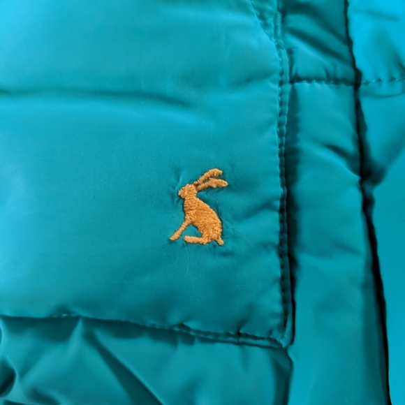 Joules Teal Blue Green Puffer Vest Matching Striped Scarf Pink US 4 M_DOWNHAM - Picture 10 of 12